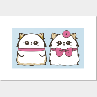 Cute cat couple valentine Posters and Art